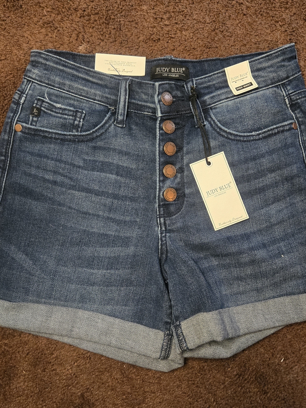 Judy Blue Women's Dark Blue Denim Button-Fly Shorts